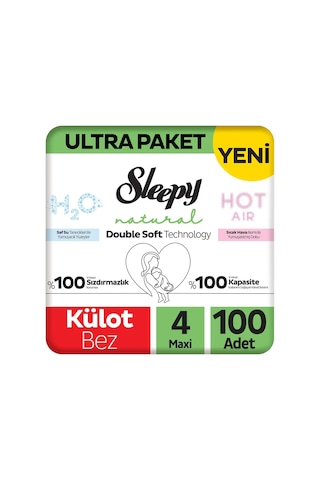 Sleepy Natural Double Soft Ultra Paket Külot Bez 4 Numara Maxi 100 Adet