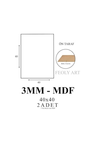 3 Mm 40x40 Mdf Plaka 2 Adet - Hobi, Maket, Ahşap El Sanatları, Pasta Altlığı - 1 Yüz Beyaz Lam Mdf İçin Uygun Beyaz, Kahverengi