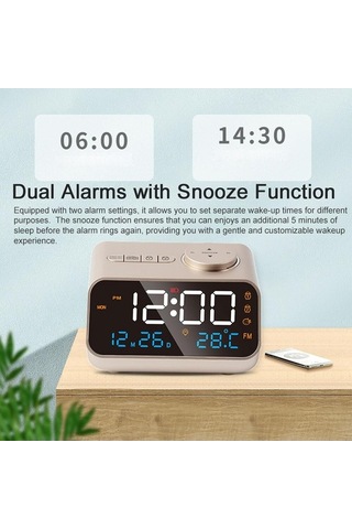 Wondernest Fm Radyolu Nem Ve Sıcaklık Saati, Çok Fonksiyonlu Çalar Mv