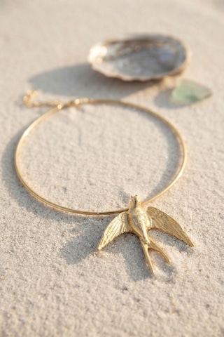 Kırlangıç Model Gold Renk Choker Kadın Kolye - Lisinya Altın