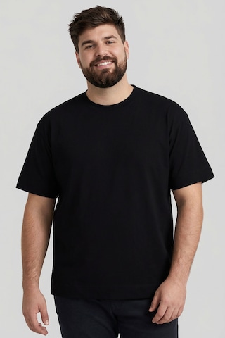 Tommylıfe Siyah Basic Kısa Kol O Yaka Büyük Beden Erkek T-shirt - 88072