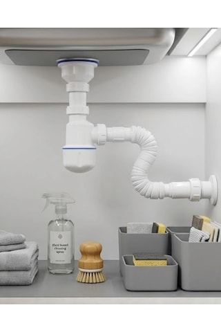 Mey İthalat Esnek Gider Sifonu Lavabo İçin Koku Önleyici Tıkanma Karşıtı Bağlantı Seti
