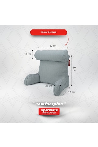 Xpermate TV Yastığı Kollu Okuma Yastığı Sırt Destek Yastığı Yatakta Oturma Kitap Okuma Yastığı Antrasit
