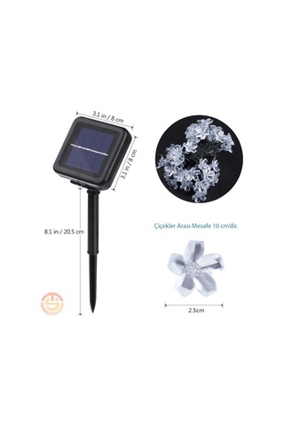 Technojet 50 Ledli Solar Çiçekli Gün Işığı Bayçe Aydınlatma Dekor Çok Renkli