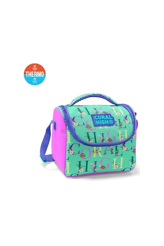Coral High Kids Su Yeşili Açık Pembe Monogram Desenli Thermo Beslenme Çantası 11823