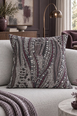 Fuly Consept Nerva Soyut Desenli Kırlent Kılıfı 45x45 Cm Pastel Bordo Gri 1 Adet