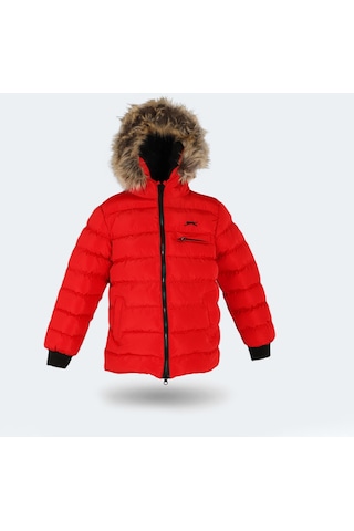 Slazenger CALISTO NEW Çocuk Kapüşonlu Şişme Kırmızı Mont & Kaban