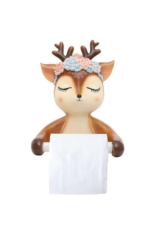 Sevimli Karikatür Geyik Tuvalet Kağıdı Sahipleri Yaratıcı Hayvan Duvara Monte Asılı Rulo Kağıt Raf Banyo Doku Kutusu Depolama Raf Kağıt Tutucular Sarı 22 x 13.6 x 11.2 CM