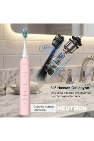 Ntl-tb-01ep Otomatik, Şarjlı Sonik Diş Fırçası, Pembe, 60 Hareketli Başlık