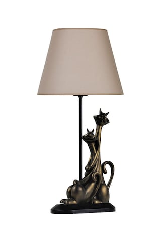 Qdec Modern Dizayn Kedi Abajur Gold Bej Diğer