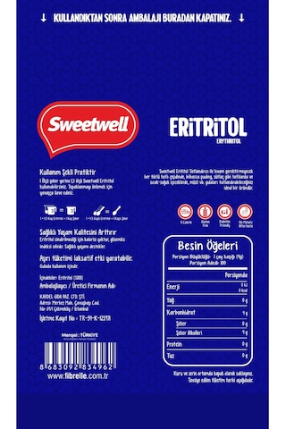 Sweetwell Eritritol Doğal Toz Tatlandırıcı Sıfır Kalori 400 Gr