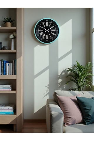 Zentime 36 Cm Turkuaz Dekoratif Duvar Saati çok Renkli