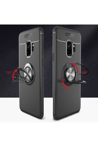 Samsung Uyumlu Galaxy S9 Plus Kılıf Yüzüklü Magnetli Ravel Case