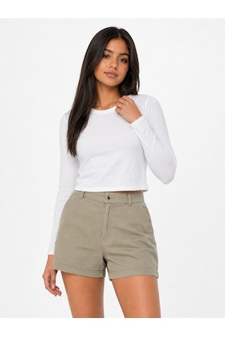 LOFT Slim Crop Fit Kadın Tshirt U.kol Beyaz