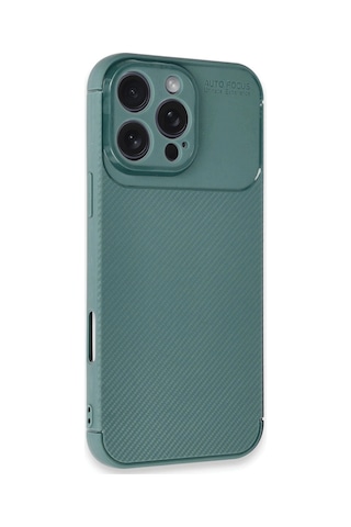 Apple Uyumlu iPhone 16 Pro Max Kılıf Auto Focus Karbon Kapak Koyu Yeşil