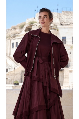 Misswhence Kat Detaylı Ceket Elbise Takım 40809 Bordo