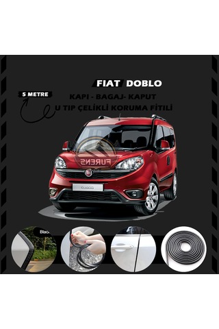 Fiat Doblo Oto Araç Kapı Koruma Fitili 5 Metre Parlak Siyah Renk