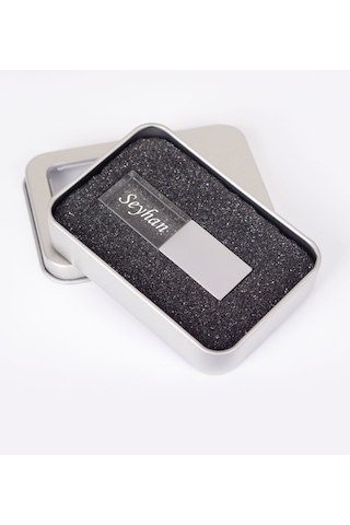 Kişiye Özel F-139-32 Kristal Usb Bellek 32 Gb Mavi Işıklı