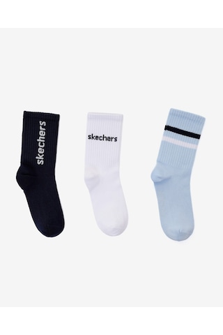 Skechers 3'lü Paket Funny Script Uzun Çorap Büyük Erkek Çocuk Lacivert-mavi-beyaz Sk2520126-3474