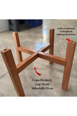 Üçlü Dekoratif Ahşap Saksı Standı Çiçek Ve Saksı Altlığı 3 Adet Raf Çiçeklik Stant -