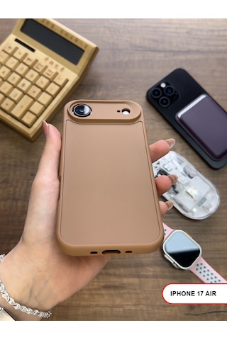 Apple iPhone 17 Air Uyumlu Kamera Korumalı Darbeye Dayanıklı Renk Atmayan Keep Silikon Kılıf Kahverengi