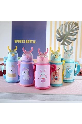 316 Kalite Paslanmaz Çelik Çocuklar İçin Bpa İçermeyen Soğuk Tutan Termal Yalıtımlı Led Işıklı Akıllı Termos Bardak 500 Ml Kapasiteli Pembe