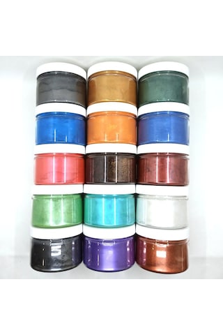 Epoksi Reçine Metalik Sedefli Pigment Toz Boya Seti 15 Renk 750 G