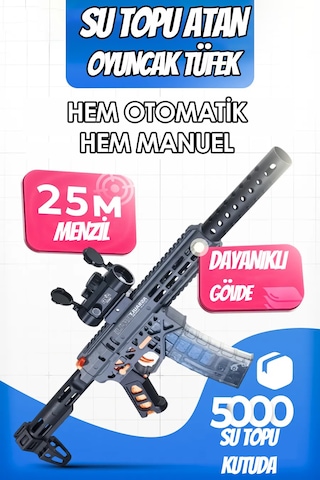 Mk6 Su Topu Atan Oyuncak Tüfek Gel Blaster 71 Cm Büyük Boy Hem Otomatik Hem Manuel Gri Mk6 Su Topu Atan Oyuncak Tüfek Gel Blaster 71 Cm Büyük Boy Hem Otomatik Hem Manuel Gri