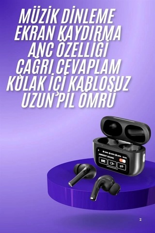 Mey İthalat Yeni Nesil Anc Özellikli Çhassasiyet Cevaplayan Dokunmatik Ekranlı Bluetooth Kulaklık Siyah Diğer