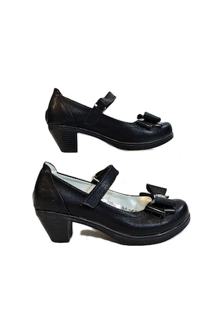Fiyra 9051 Siyah Kurdaleli Cırtlı Bantlı Kız Çocuk Topuklu Ayakkabı Siyah