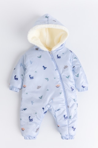 Kapüşonlu Peluş Astarlı Kışlık Kız-erkek Bebek Astronot-kozmonot Tulum Mavi