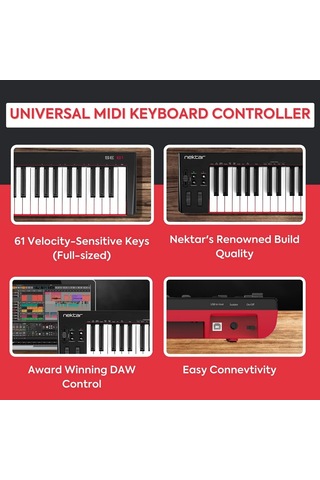 Se61 Usb Mıdı Controller Klavye, Nektar Daw Entegrasyonlu, Siyah, 61 Tuş