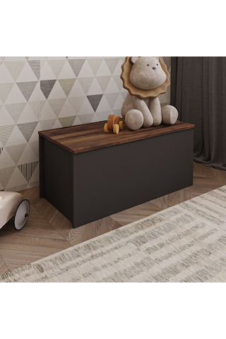 Florya Çok Amaçlı Oyuncak Ve Depolama Sandığı - Antrasit Ve Beyaz - 90 Cm - Antrasit