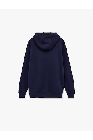 Koton Pamuklu Uzun Kollu Baskılı Kapşonlu Sweatshirt Lacivert 6wam70300mk Lacivert