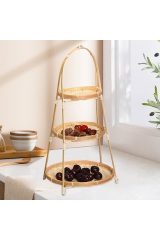 Suntek Magideal Bambu Meyve Kasesi Mutfak Düzenleyici Dekor 3-katman