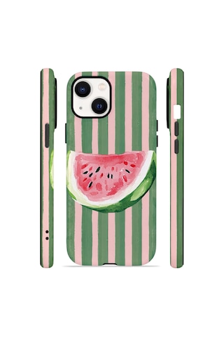 Apple iPhone Uyumlu 13 Vorian Çift Katmanlı Magsafe Kılıf Watermelon Postcard