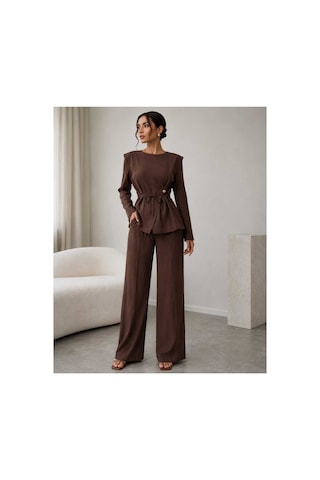 Tenfısı Woman Wear Kahverengi Broş Detaylı Modal İkili Takım - Tesettür Kombin Kahverengi - 902954401 Kahverengi