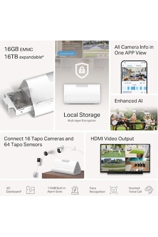 Tp-lınk 16kanal Tapo H500 Yapay Zeka Home Base Kablosuz Ip Kayıt Cihazı