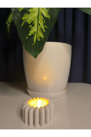 Modern Tealight Mumluk Beyaz