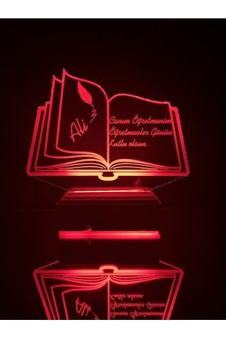 Kişiye Özel Öğretmenler Günü Kitap 3D Led Lamba