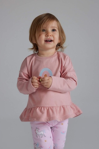 DeFacto Kız Bebek 2'li Takım Bisiklet Yaka Sweatshirt Unicorn Baskılı Beli Lastikli Alt D8699A525SPBR80