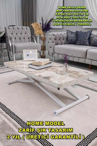 Home Üst Tabla Mdf Beyaz Mermer Oval Köşe Alt Beyaz