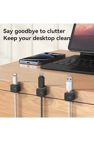 Pazly Yesıdo C216 4 Adet Manyetik Kablo Klipsi, Beyaz, Kablo Yönetim, Ofis/ev/karşılaştırma