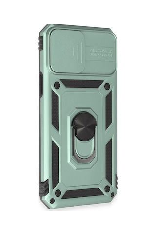 iPhone Uyumlu 12 Pro Max Kılıf Pars Lens Yüzüklü Silikon - Yeşil Çokrenkli