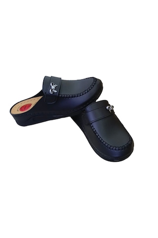 Stil Shoes Sera Kadın Anatomik Kapalı Terlik Ortopedik Yumuşak Poli Taban Anne Terlik 1503 Siyah
