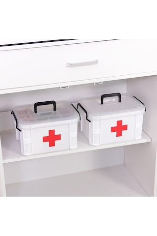 Wondernest Aile Çok Katmanlı Acil Tıp Saklama Kutusu, Plastik Ev Kutusu, Boyut: L Beyaz