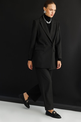 Mizalle Oversize Siyah Kruvaze Blazer Ceket Siyah