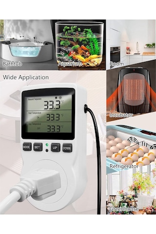 Reedark Dijital Termostat Kontrollü Priz -40 C/+120 C Sıcaklık Ayarlı Us Fişli