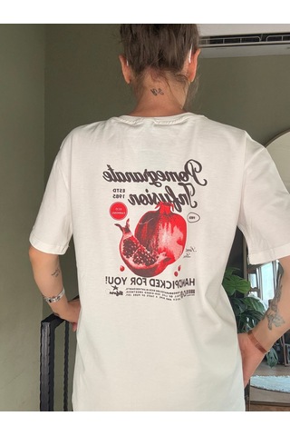 Ali Butik Ekru Roma Pomegranare Baskılı Tişört