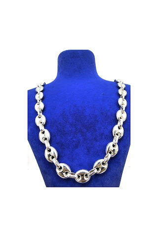 Omar Silver Unisex Gemici Arpa 11Mm Gümüş Kolye Zincir